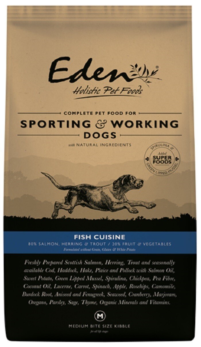 Eden Eden Cuisine Sporting Herring Salmon Trout Adult Dry Dog Food pet food packaging